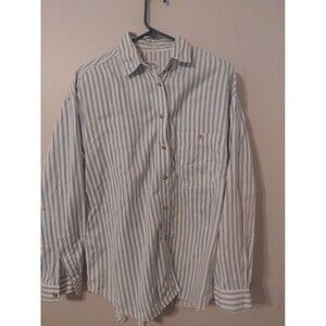 Vintage 80s 90s  Solutions Shoulder Padded Button Down Shirt Size Medium WoMens